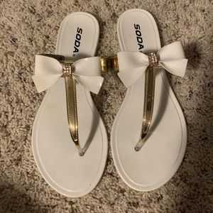 Soda White Bow Flip Flop